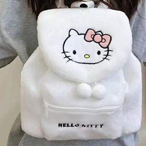 Hello Kitty Fluffy White Backpack